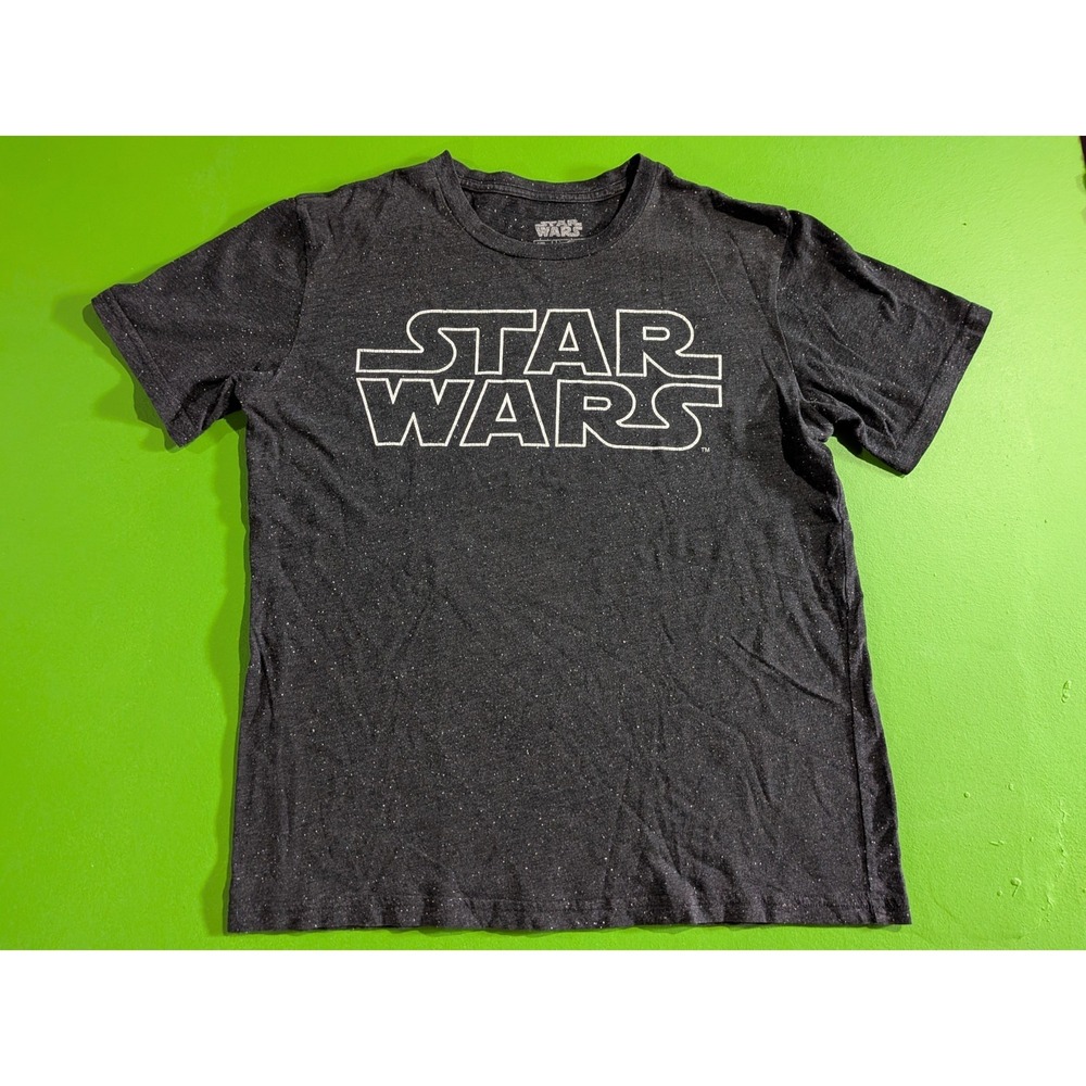 Mad Engine Star Wars Script Logo Charcoal Speckle T Shirt‎ Medium